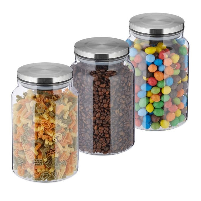 lot de 3 bocaux de conservation avec couvercles 1500 ml