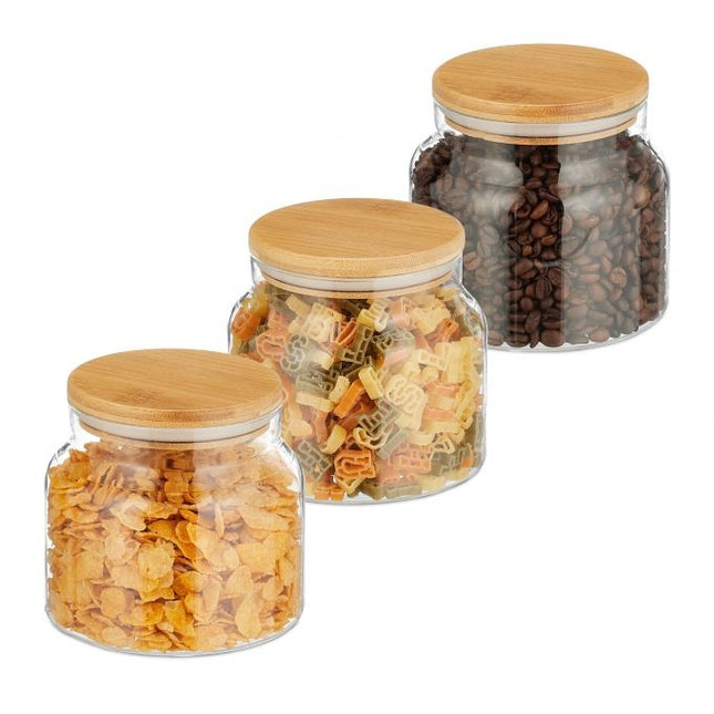 lot de 3 bocaux de conservation avec couvercles 800 ml