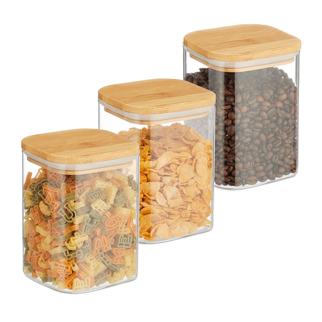 lot de 3 bocaux de conservation avec couvercles 900 ml