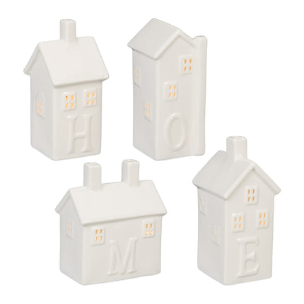 4er-Set Keramik-Wärmekerzenhalter „Home“
