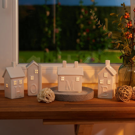 4er-Set Keramik-Wärmekerzenhalter „Home“