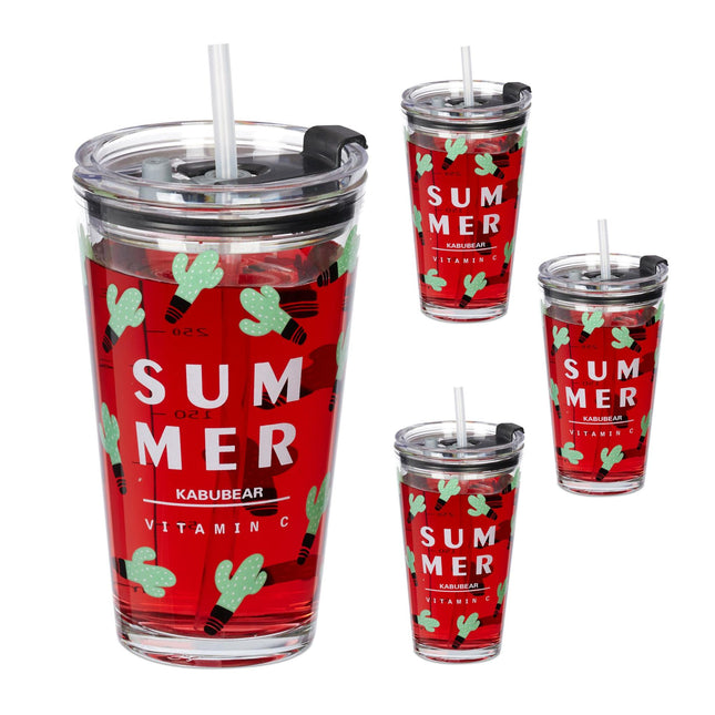 ensemble de 4 verres à boire avec motif cactus