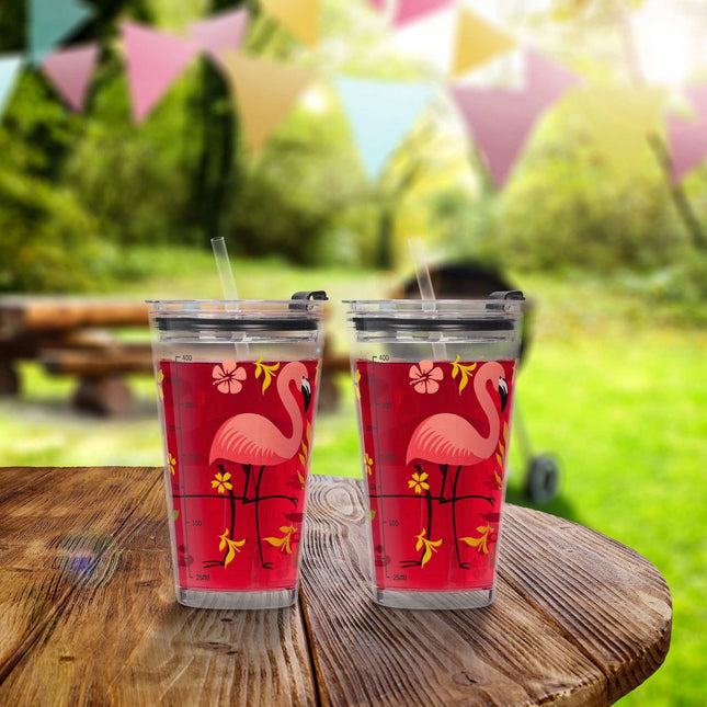 ensemble de 4 verres à boire avec motif flamant rose