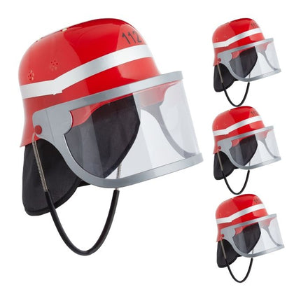 lot de 4 casques de pompier pour enfants en rouge