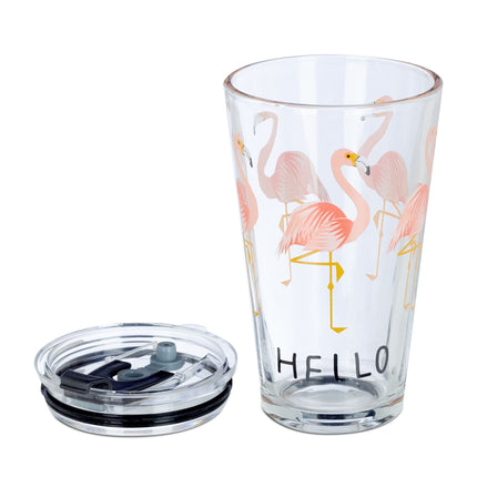 lot de 4 bouteilles en verre Flamingo