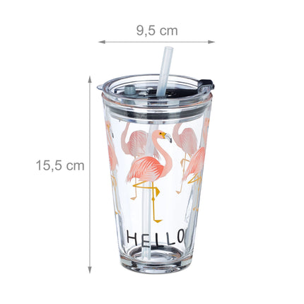 lot de 4 bouteilles en verre Flamingo