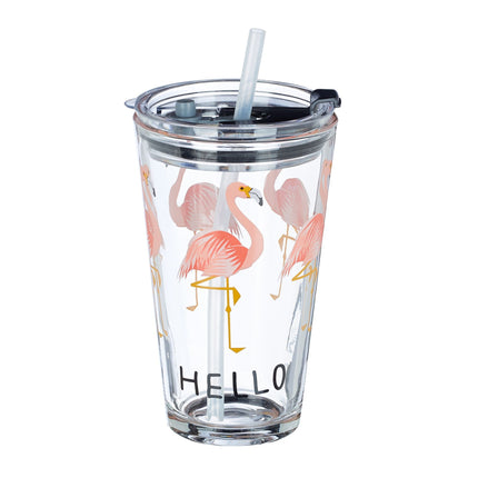 lot de 4 bouteilles en verre Flamingo