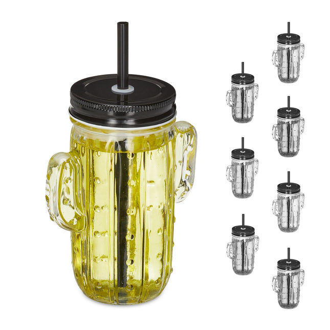 ensemble de 8 verres à boire Cactus avec paille