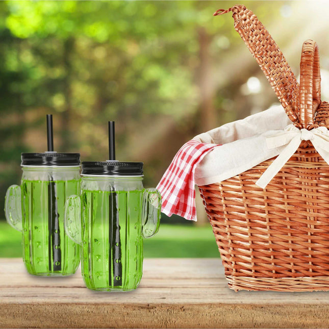 ensemble de 8 verres à boire Cactus avec paille