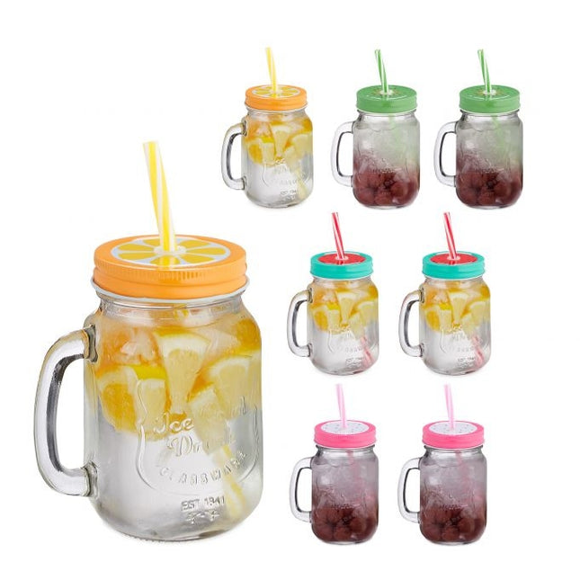 ensemble de 8 verres à boire avec couvercles Fruits